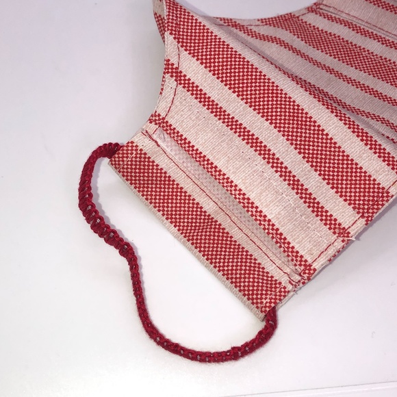 REUSABLE WASHABLE 100% Cotton Red Stripe Face Mask - Picture 5 of 16